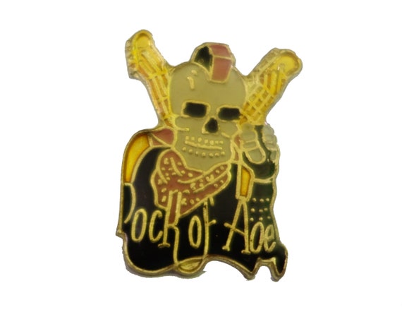 HEAVY METAL Skull Fire vintage enamel pin lapel b… - image 1