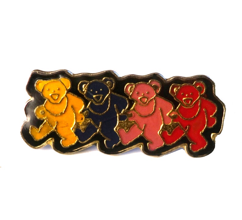 GRATEFUL DEAD Dancing Bears vintage enamel pin lapel badge brooch gift tour phish lsd