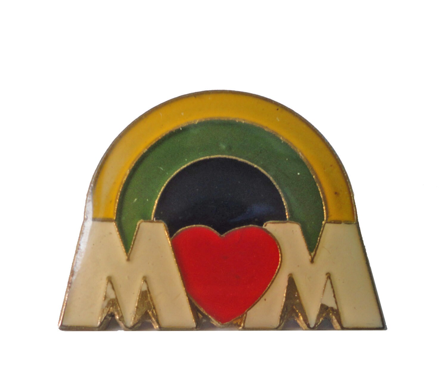 Vintage Mom Enamel Pin Badge Heart Tattoo Rainbow Etsy