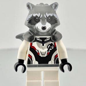 LEGO® Rocket Raccoon Minifigure with White Quantum Suit - Avengers Endgame, Guardian of the Galaxy, Rare & Retired