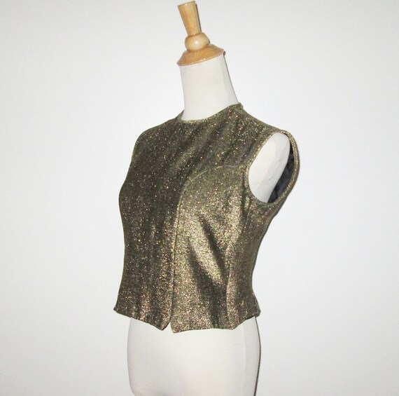 Vintage 1950s 1960s Gold Blouse / 50s 60s Gold Lu… - image 3