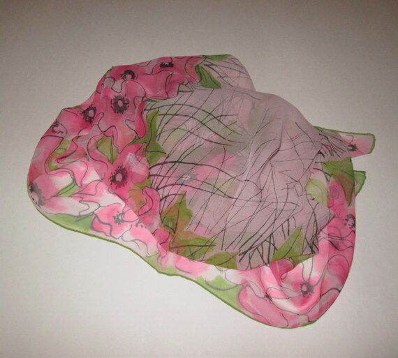 Vintage Verasheer Pink Floral Scarf - image 7