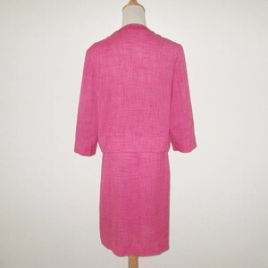 Vintage 1950s 1960s Pink Suit With Fringe Accents By Glenhaven Size M image 3