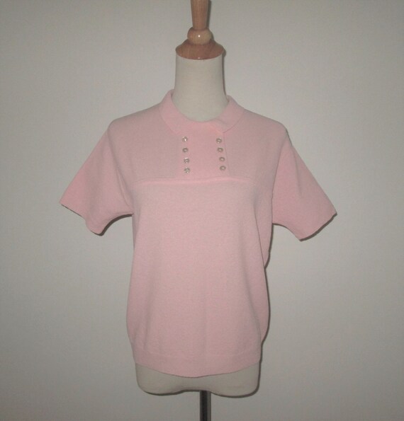 Vintage 1960s Pink Knit Blouse By An Exmoor Dimmer