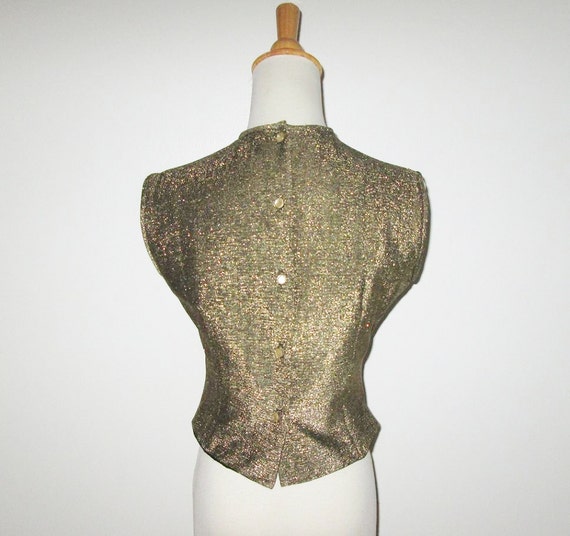 Vintage 1950s 1960s Gold Blouse / 50s 60s Gold Lu… - image 4