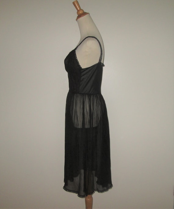 Vintage 1950s Black Sheer Nightgown - Size S, M - image 3