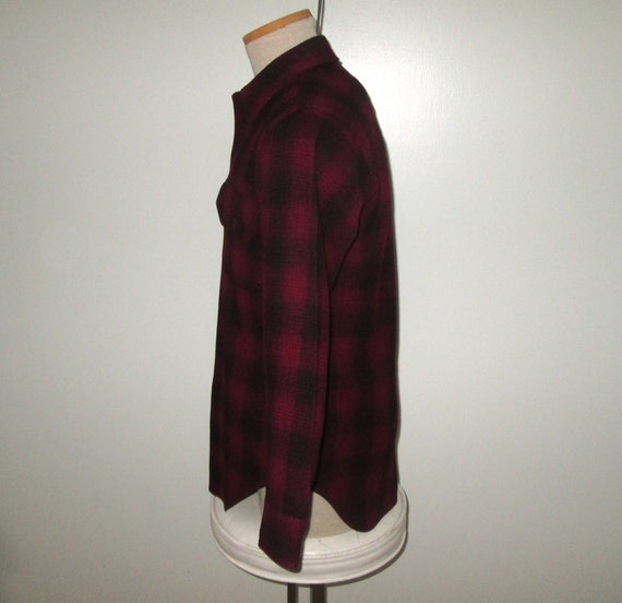 Vintage 1950s Red Shadow Plaid Wool Shirt By Penn… - image 3