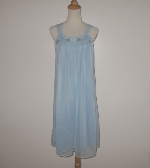 Vintage 1960s Blue Nightgown By Penney's Adonna -… - image 1