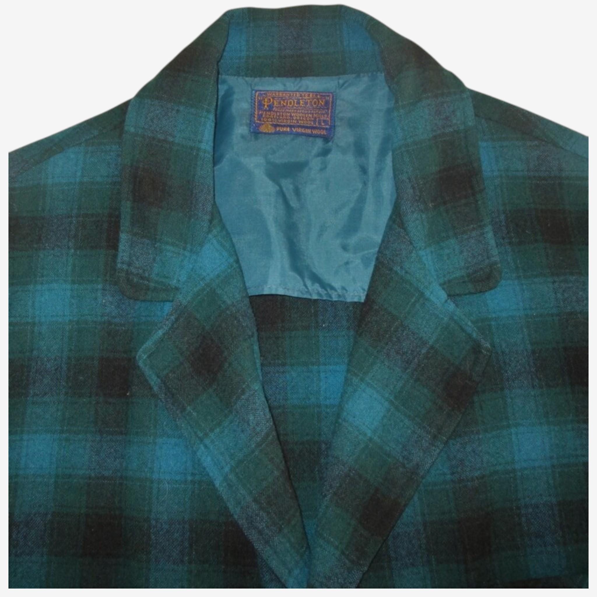 Vintage 1960s Pendleton Blue Shadow Plaid Jacket - Size M - Etsy