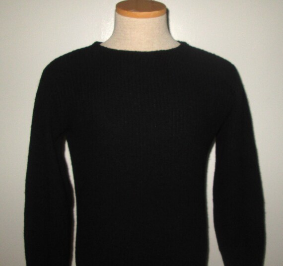 Vintage 1960s Black Ribbed Orlon Pullover Sweater… - image 2