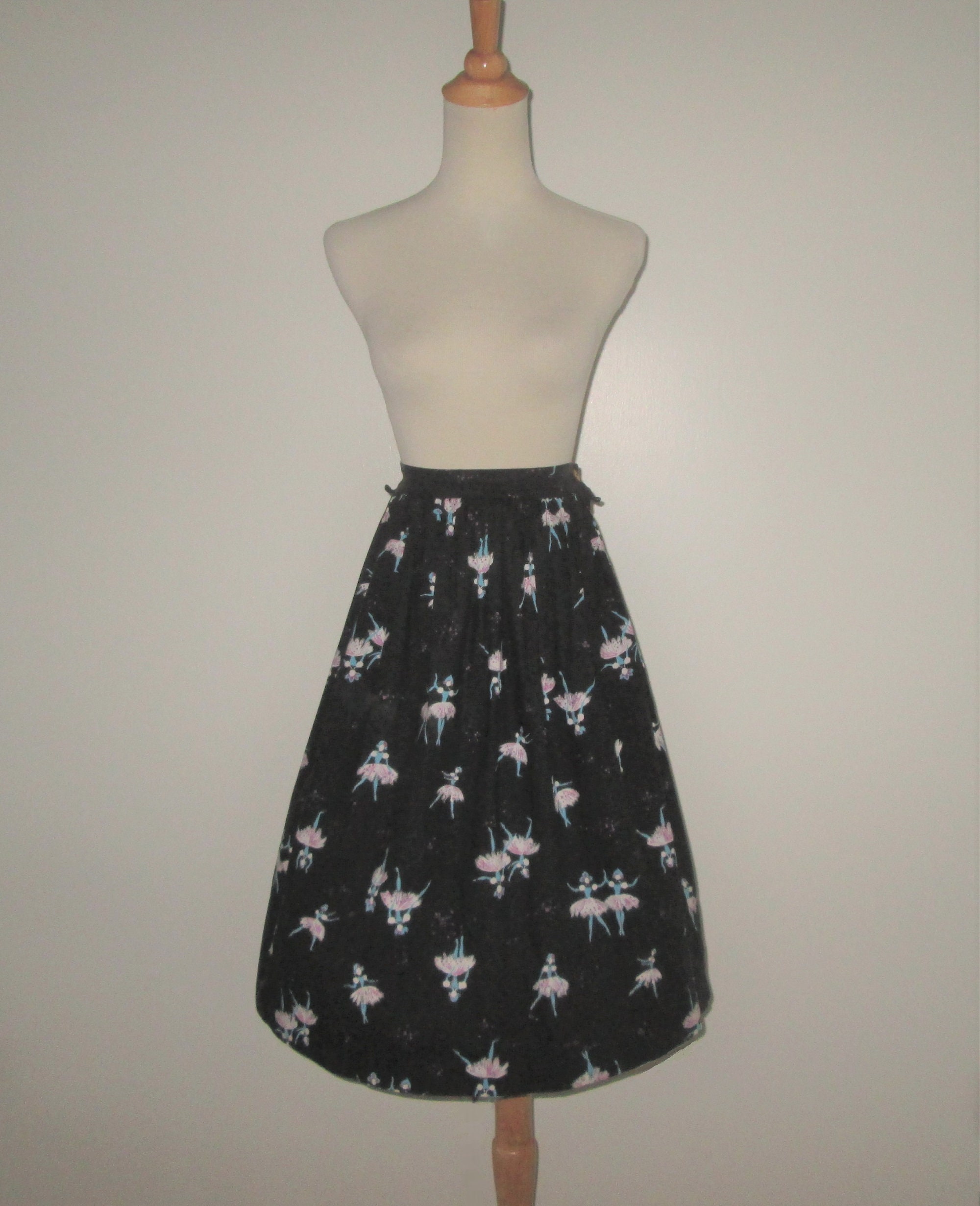 Vintage 1950s Ballerina Novelty Print Skirt Size XS S Etsy