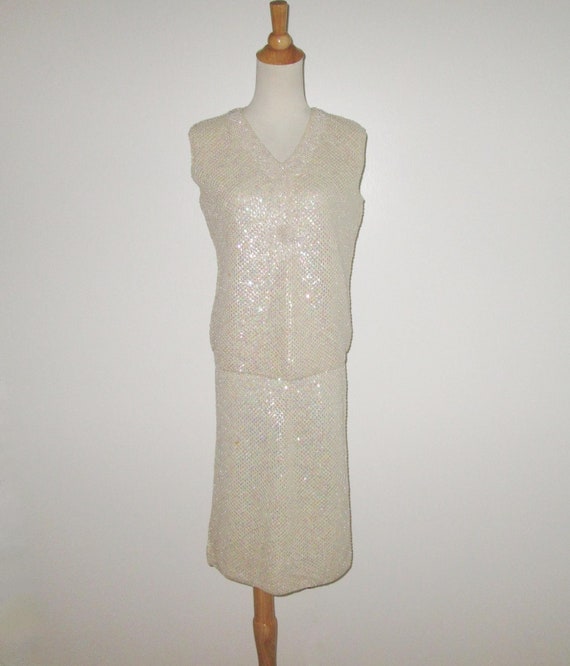 Vintage 1960s Sequin Beaded Suit By Gene Shelley'… - image 1