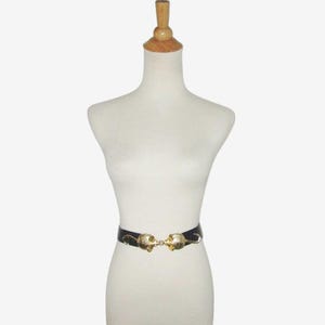Vintage 1970s Navy Mimi di N Belt With Gold Mouse Buckle