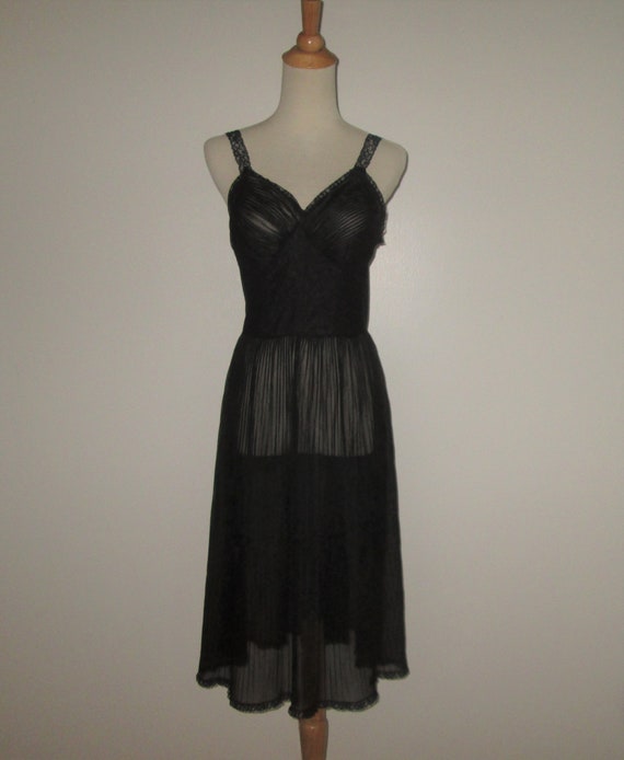 Vintage 1950s Black Sheer Nightgown - Size S, M - image 1
