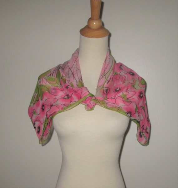 Vintage Verasheer Pink Floral Scarf - image 2