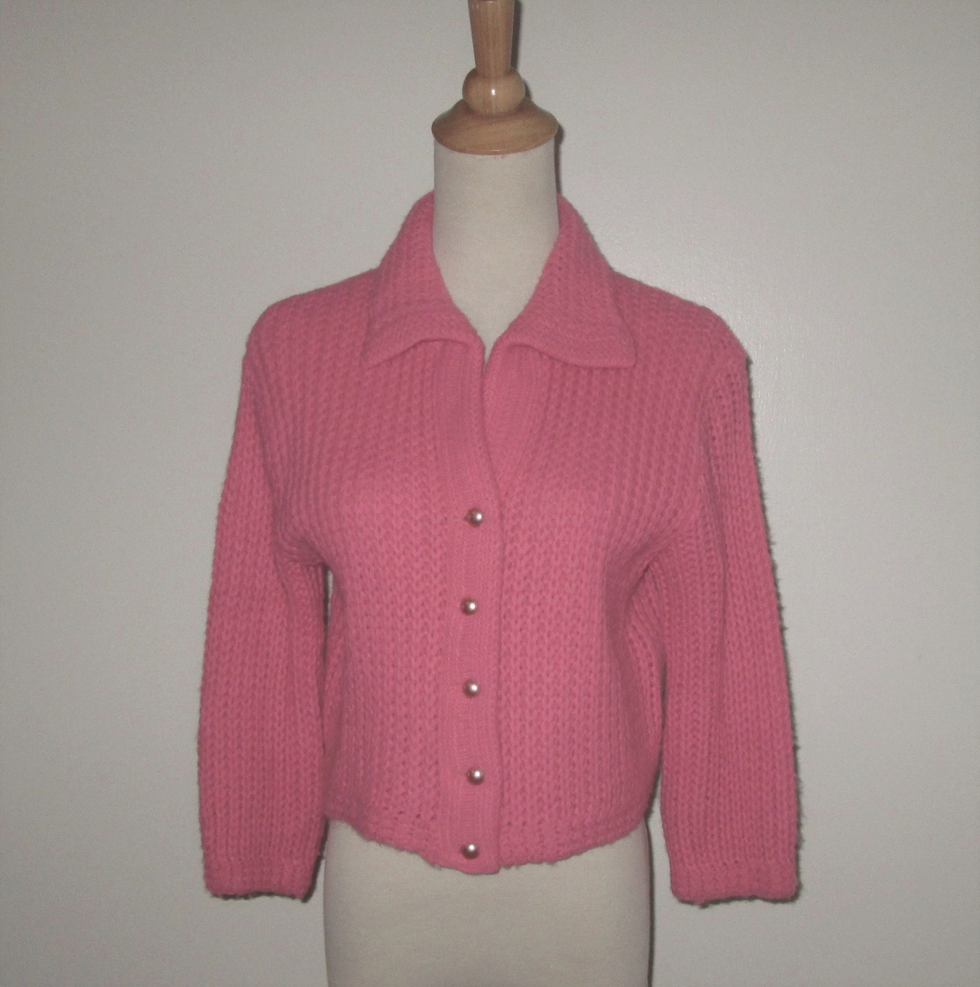 Vintage 1960s Pink Embroidered Cardigan Coat main image 1