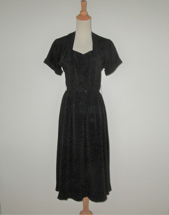Vintage 1940s Black Crepe Dress By R & K Originals