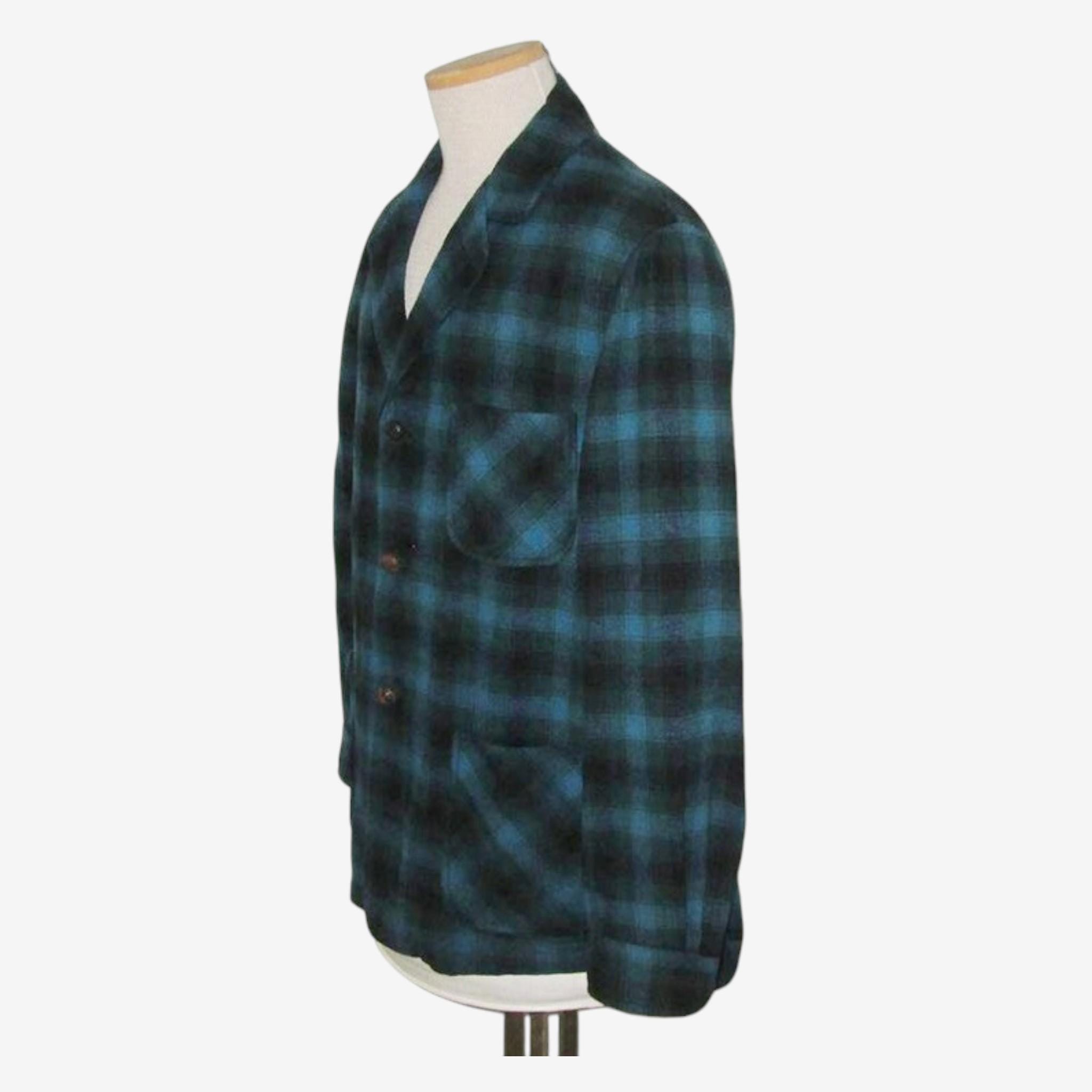 Vintage 1960s Pendleton Blue Shadow Plaid Jacket - Size M - Etsy