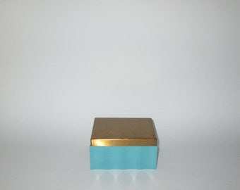 Vintage 1930s Cara Nome Powder Box - Blue And Gold