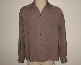 Vintage 1950s Tan L/S Shirt By Bercktowne - Size M