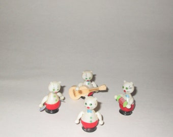 Vintage 1950s Cat Musical Figurines - Set Of Four