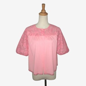 Vintage Peach Lace Bed Jacket: 1950s Sears Roebuck, Size M