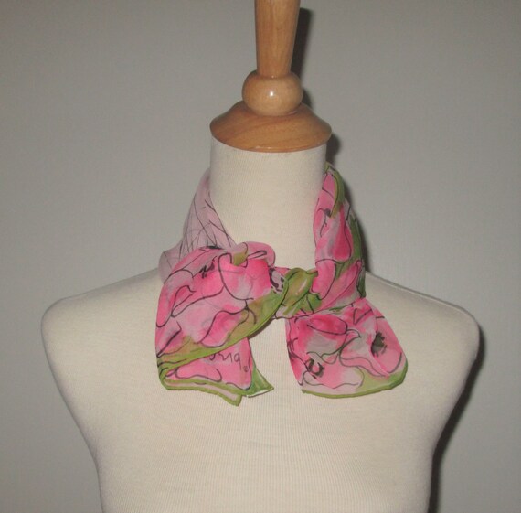 Vintage Verasheer Pink Floral Scarf - image 3