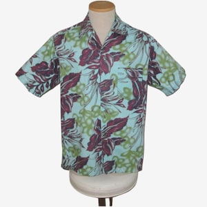 Vintage 1950s 1960s Anthurium Hawaiian Shirt - Made In Hawaii - Size M