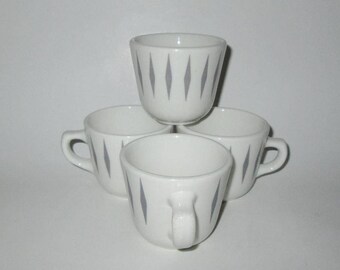 Vintage 1960s Homer Laughlin Harlequin Cups Diner Restaurant Ware Mugs - Set Of Four