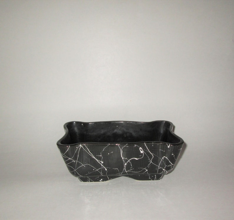 Vintage 1950s Black Splatter Squiggle Planter image 3