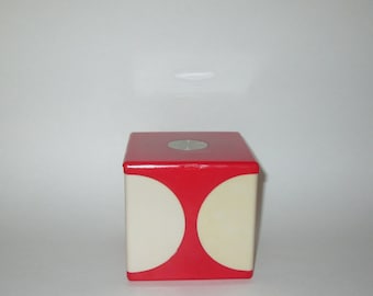 Vintage Red Lucite Cosmetic Makeup Organizer Cube