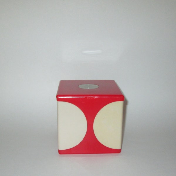 Vintage Red Lucite Cosmetic Makeup Organizer Cube