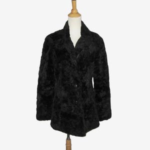 Vintage 1950s 1960s Faux Fur Coat Jacket - Size M