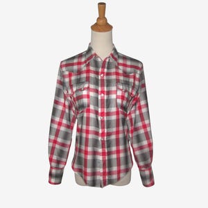 Vintage 1950s Red Plaid Western Blouse By Texas Togs - Size S, M