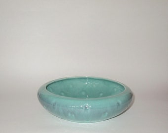 Vintage 1950s Turquoise Pottery Bowl By Royal Haeger - Round