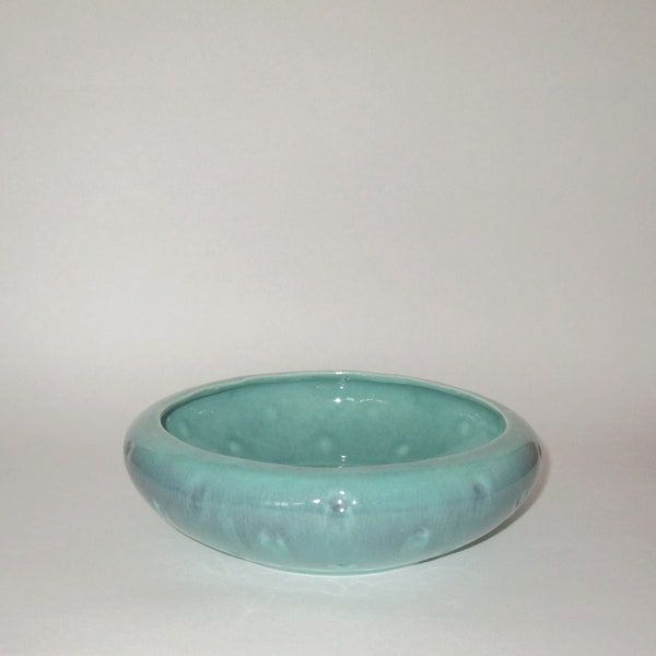 Vintage 1950s Turquoise Pottery Bowl By Royal Haeger - Round