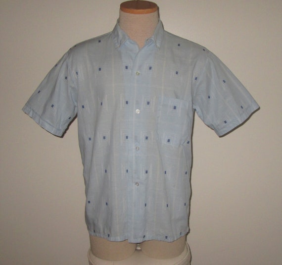 Vintage 1950s Blue Abstract Shirt By Fleetline - … - image 1