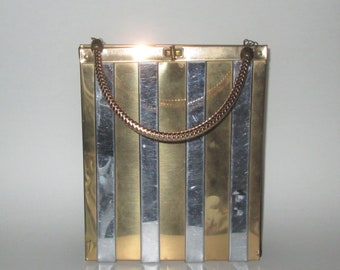 Vintage 1950s Rex Dorsett Pyramid Metal Handbag - Gold & Silver