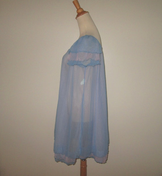 Vintage 1950s 1960s Blue & Pink Nightgown By Jene… - image 3