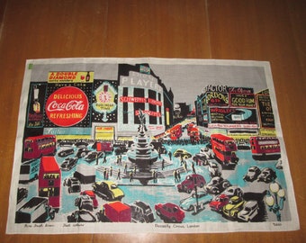 Vintage Piccadilly Circus London Tea Towel By Ulster