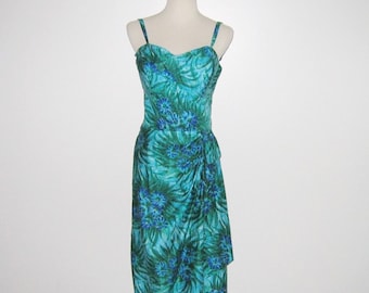 Vintage 1950s Hawaiian Sarong Dress By Muriel Original - Size S, M