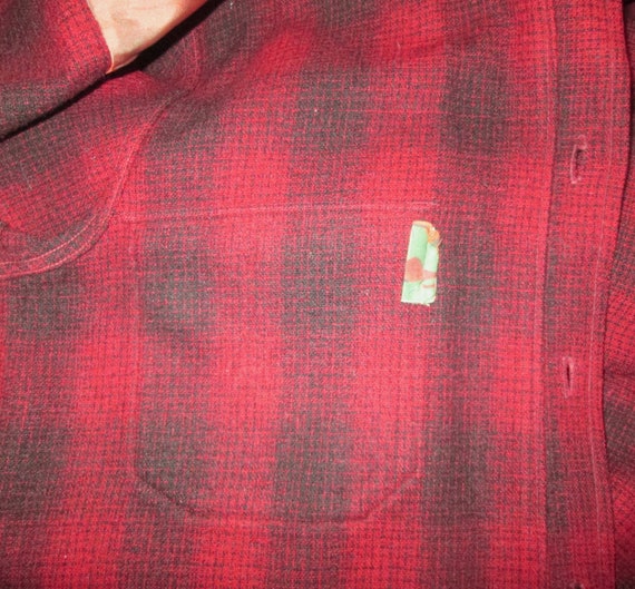 Vintage 1950s Red Shadow Plaid Wool Shirt By Penn… - image 6