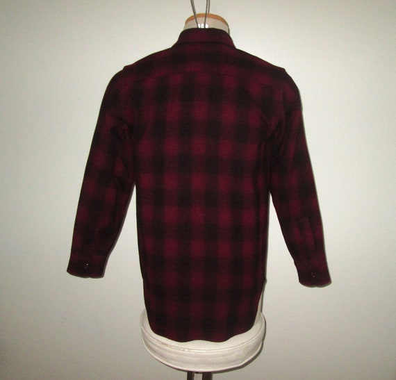 Vintage 1950s Red Shadow Plaid Wool Shirt By Penn… - image 4