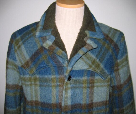 Vintage Western Shadow Plaid Wool Coat Jacket by Pioneer Vintage Western Shadow Plaid Wool Coat Jacket by Pioneer