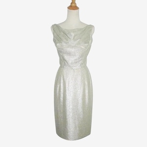 Vintage 1960s Silver Metallic Dress By The Patio Shop Tulsa - Size XS, S