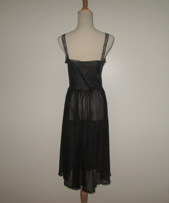 Vintage 1950s Black Sheer Nightgown - Size S, M - image 4