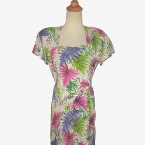 Vintage 1940s Floral Rayon Dress - Size M, L