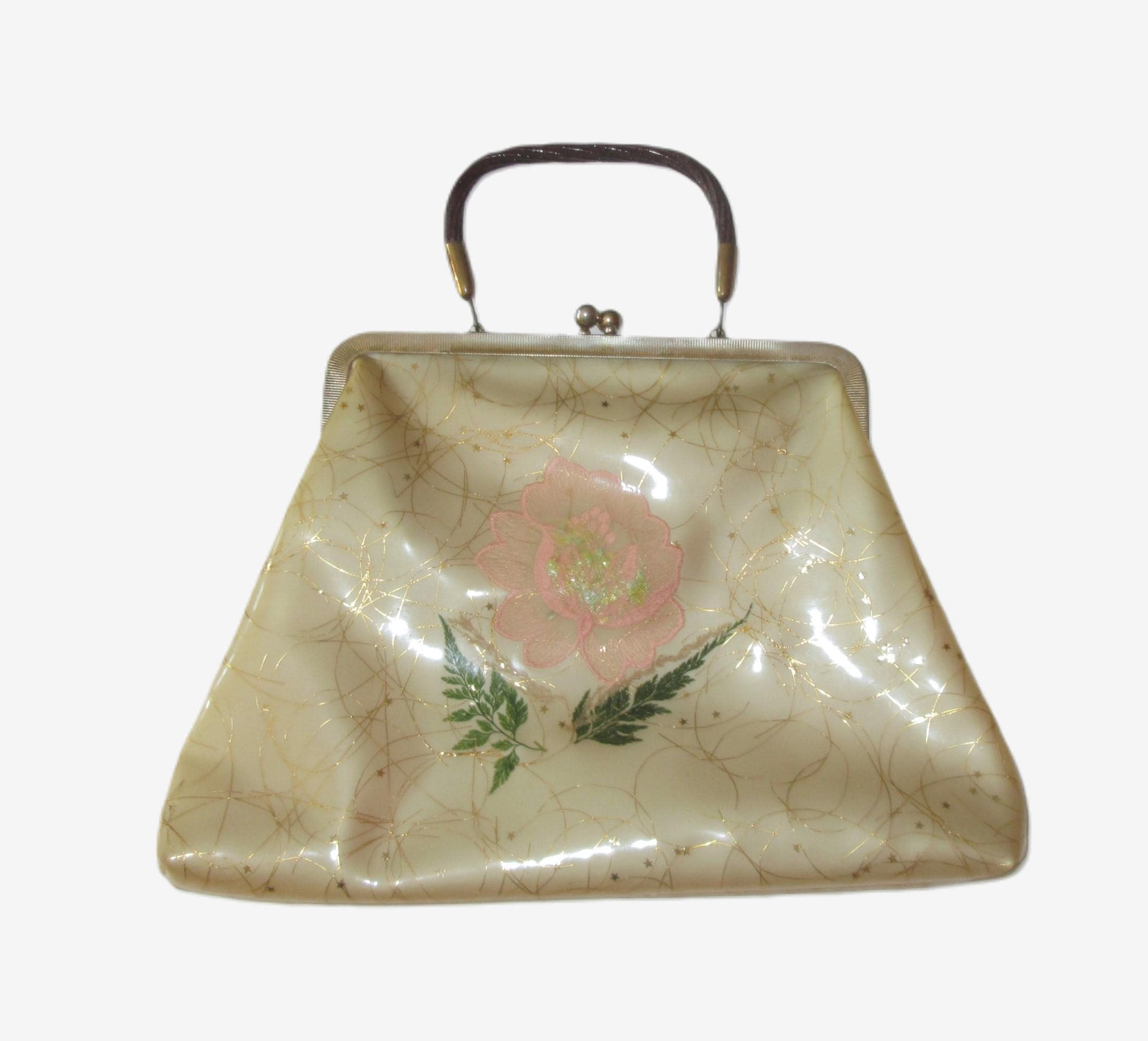 小物入れ ART DECO vintage WFace Vintage 1950s Plastic Floral Handbag - Large! - Etsy