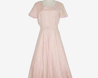 Vintage 1950s Peach Pink Lace Dress - Styled By WELL-MADE - Size M, L