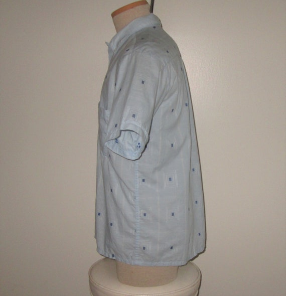 Vintage 1950s Blue Abstract Shirt By Fleetline - … - image 3